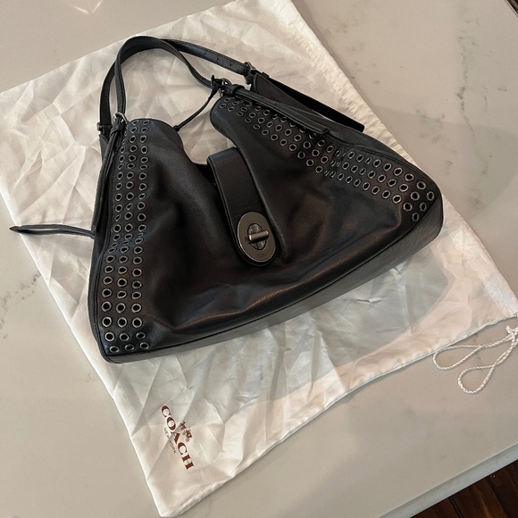 Vintage Coach Black Madison Grommet Large Carlyle Leather Handbag Style 32404 - Picture 13 of 13